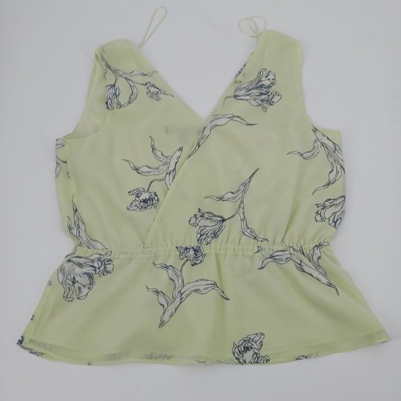 WOMENS BANANA REPUBLIC PETITE SMALL YELLOW FLORAL TOP - Picture 11 of 14